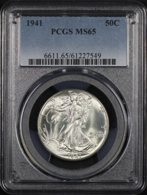 Obverse of this 1941 Walking Liberty Half Dollar PCGS MS-65