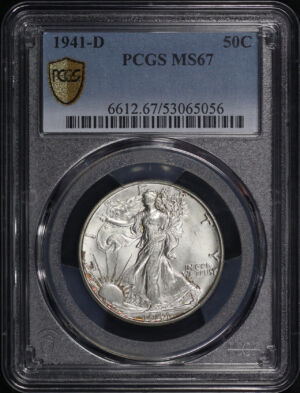 Obverse of this 1941-D Walking Liberty Half Dollar PCGS MS-67