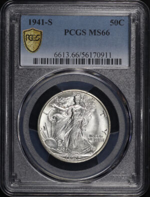 Obverse of this 1941-S Walking Liberty Half Dollar PCGS MS-66