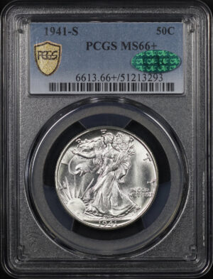 Obverse of this 1941-S Walking Liberty Half Dollar PCGS MS-66+ CAC
