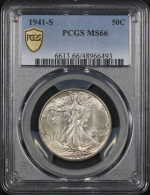 Obverse of this 1941-S Walking Liberty Half Dollar PCGS MS-66