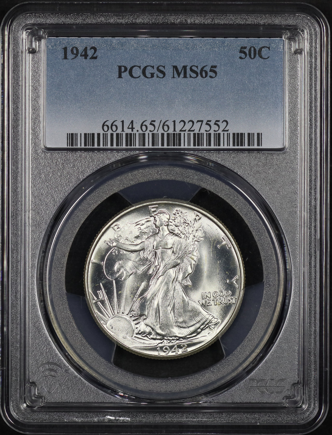 Obverse of this 1942 Walking Liberty Half Dollar PCGS MS-65