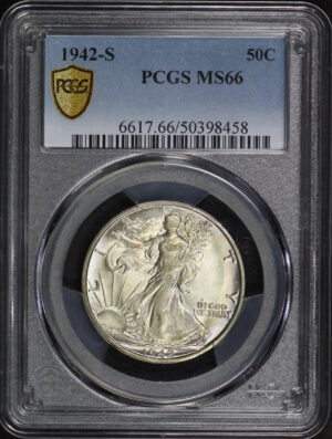 Obverse of this 1942-S Walking Liberty Half Dollar PCGS MS-66