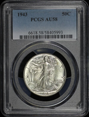 Obverse of this 1943 Walking Liberty Half Dollar PCGS AU-58