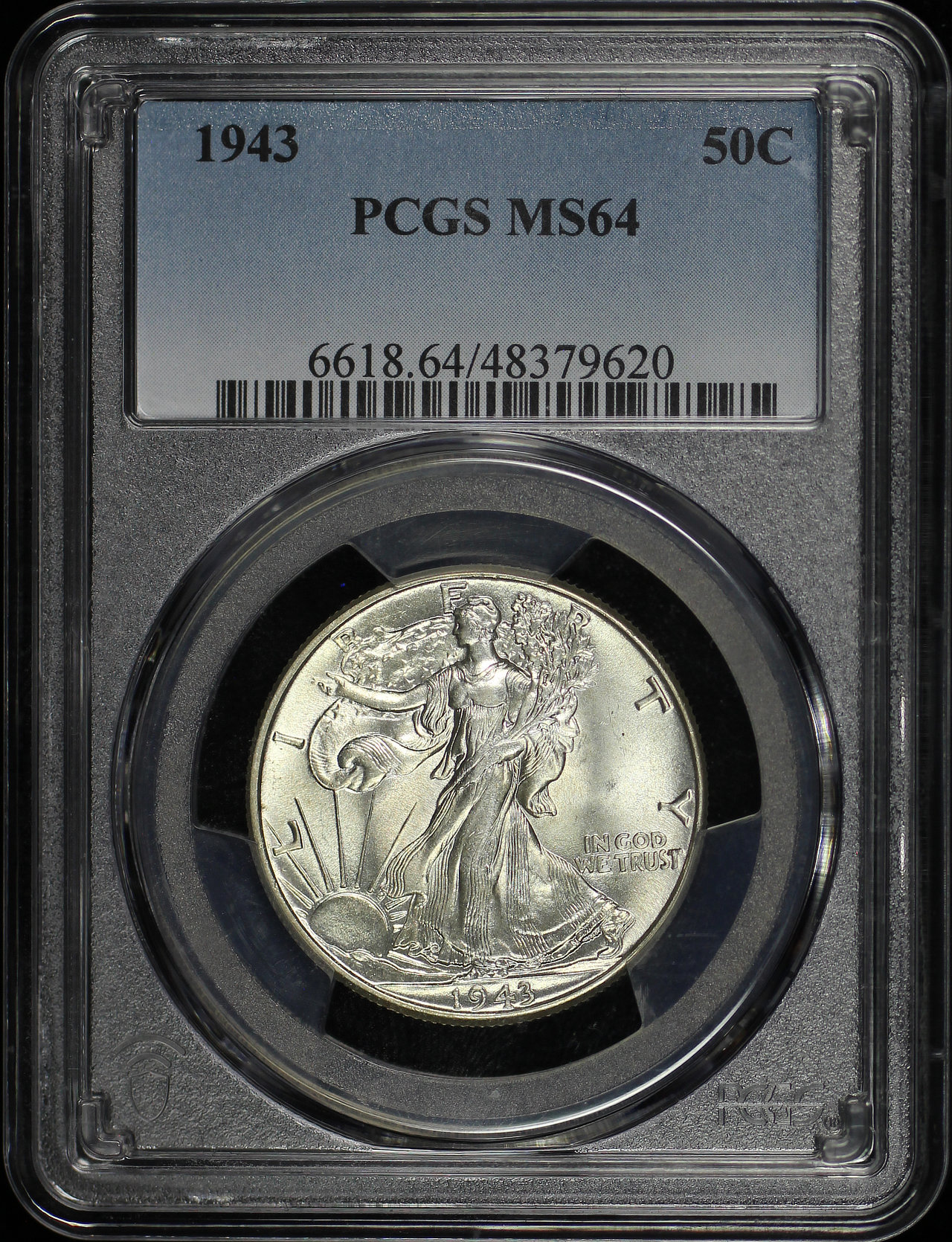 Obverse of this 1943 Walking Liberty Half Dollar PCGS MS-64
