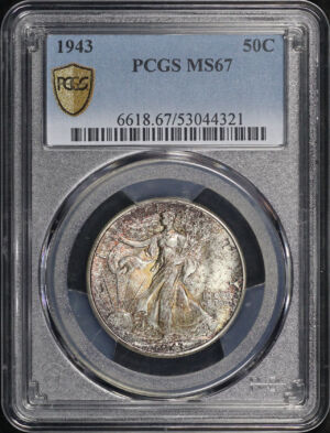 Obverse of this 1943 Walking Liberty Half Dollar PCGS MS-67