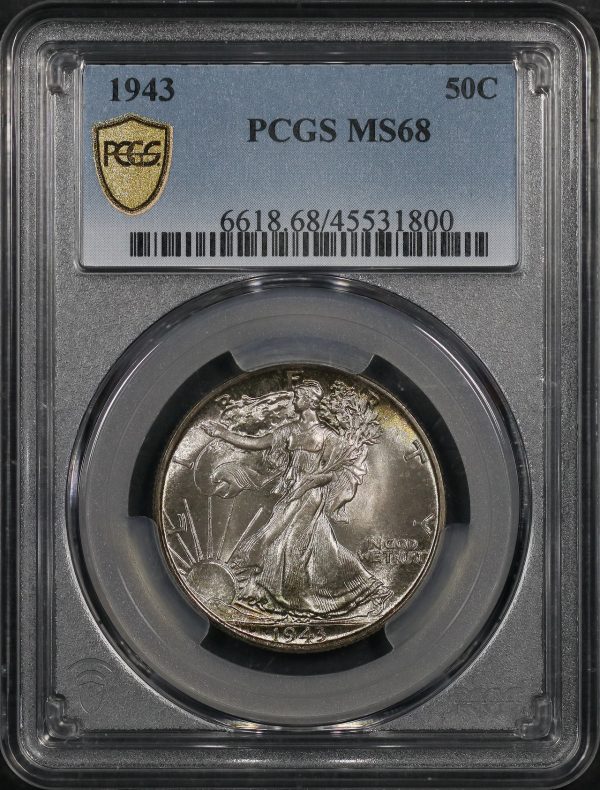 Obverse of this 1943 Walking Liberty Half Dollar PCGS MS-68