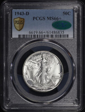 Obverse of this 1943-D Walking Liberty Half Dollar PCGS MS-66+ CAC