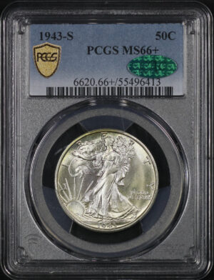 Obverse of this 1943-S Walking Liberty Half Dollar PCGS MS-66+ CAC