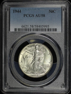 Obverse of this 1944 Walking Liberty Half Dollar PCGS AU-58