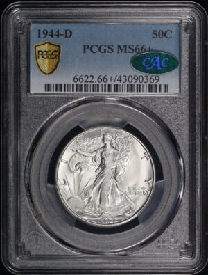 Obverse of this 1944-D Walking Liberty Half Dollar PCGS MS-66+ CAC