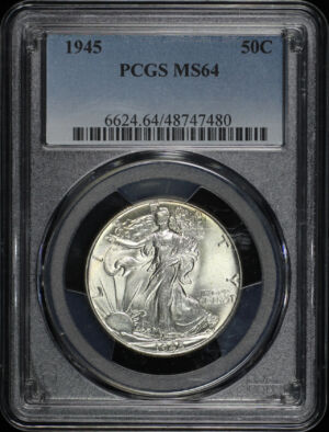 Obverse of this 1945 Walking Liberty Half Dollar PCGS MS-64