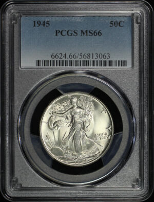 Obverse of this 1945 Walking Liberty Half Dollar PCGS MS-66