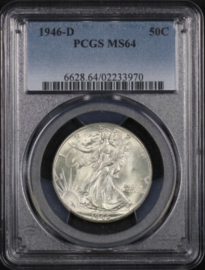 Obverse of this 1946-D Walking Liberty Half Dollar PCGS MS-64