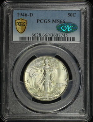 Obverse of this 1946-D Walking Liberty Half Dollar PCGS MS-66 CAC