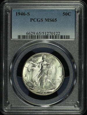 Obverse of this 1946-S Walking Liberty Half Dollar PCGS MS-65