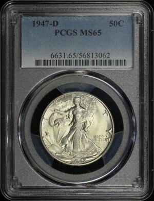Obverse of this 1947-D Walking Liberty Half Dollar PCGS MS-65