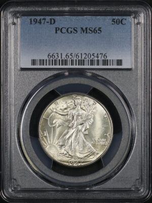 Obverse of this 1947-D Walking Liberty Half Dollar PCGS MS-65