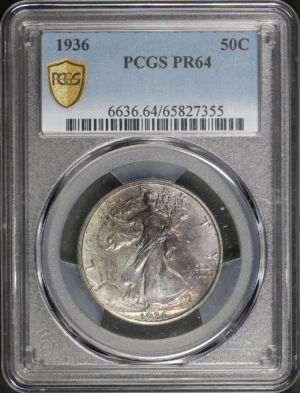 Obverse of this 1936 Walking Liberty Half Dollar PCGS PR-64