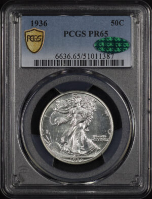 Obverse of this 1936 Walking Liberty Half Dollar PCGS PR-65 CAC