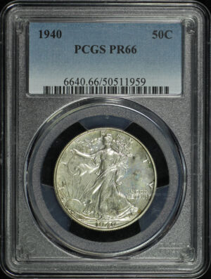 Obverse of this 1940 Walking Liberty Half Dollar PCGS PR-66