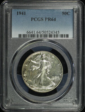 Obverse of this 1941 Walking Liberty Half Dollar PCGS PR-64