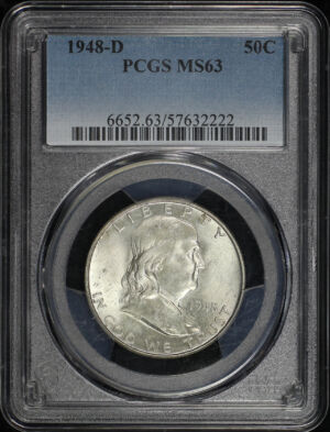 Obverse of this 1948-D Franklin Half Dollar PCGS MS-63