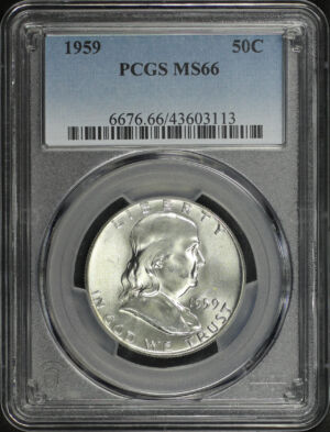 Obverse of this 1959 Franklin Half Dollar PCGS MS-66