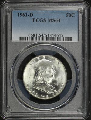 Obverse of this 1961-D Franklin Half Dollar PCGS MS-64