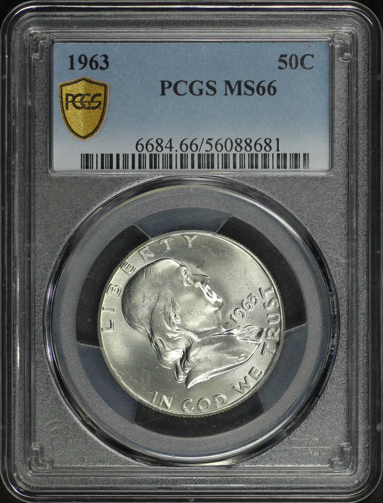 Obverse of this 1963 Franklin Half Dollar PCGS MS-66
