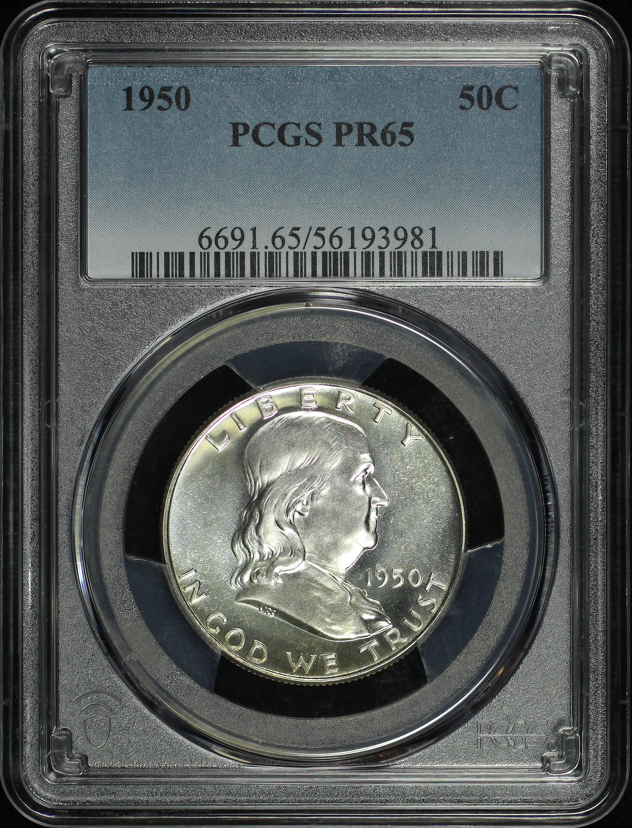 Obverse of this 1950 Franklin Half Dollar PCGS PR-65
