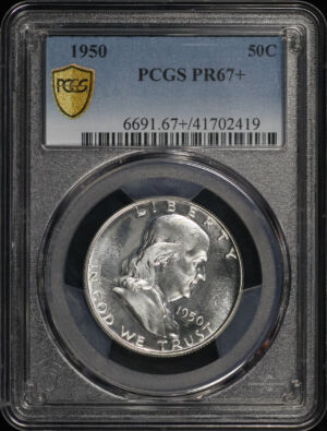 Obverse of this 1950 Franklin Half Dollar PCGS PR-67+