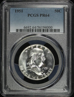 Obverse of this 1951 Franklin Half Dollar PCGS PR-64