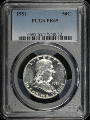 Obverse of this 1951 Franklin Half Dollar PCGS PR-65