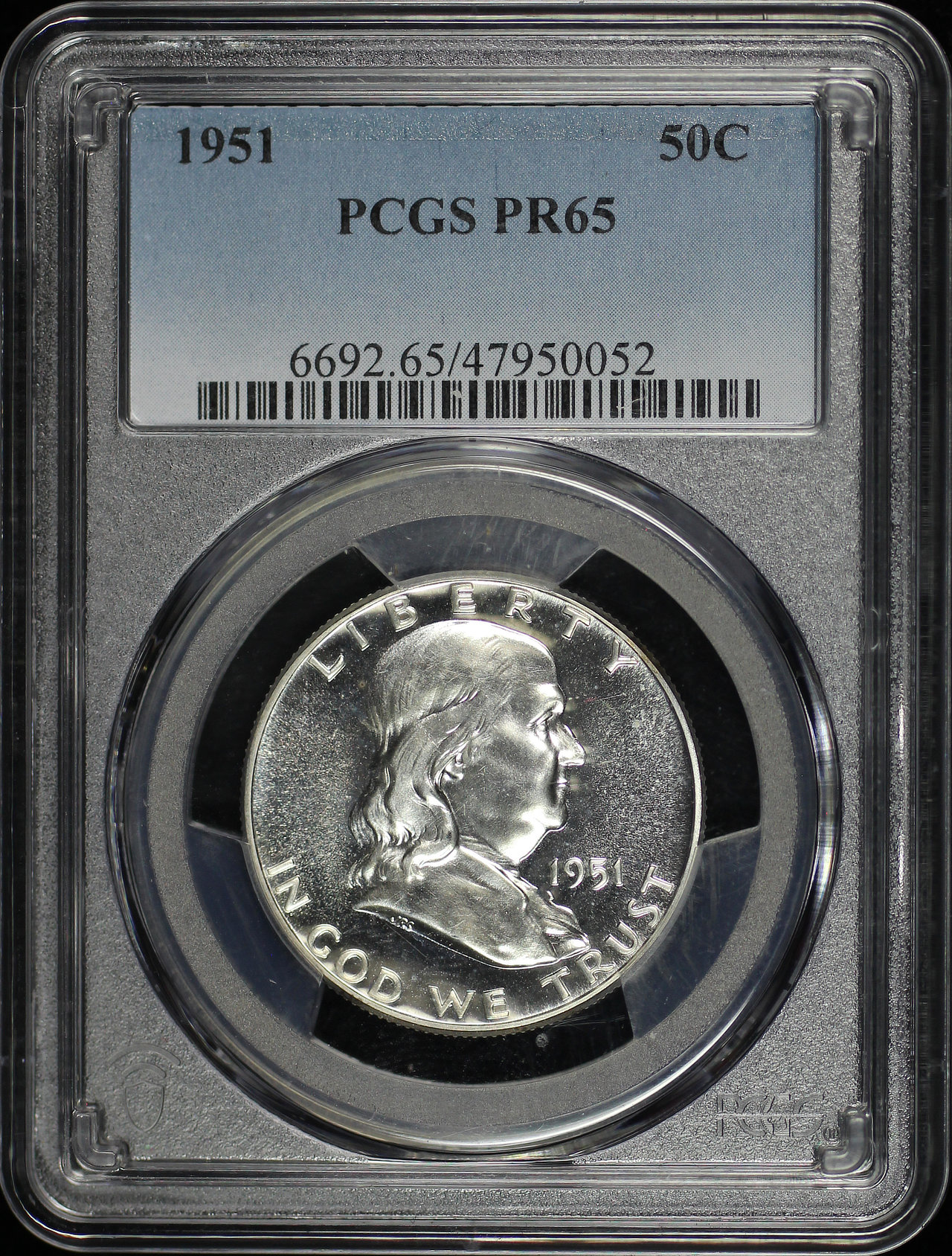 Obverse of this 1951 Franklin Half Dollar PCGS PR-65