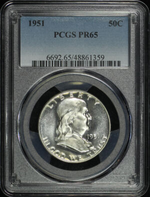 Obverse of this 1951 Franklin Half Dollar PCGS PR-65