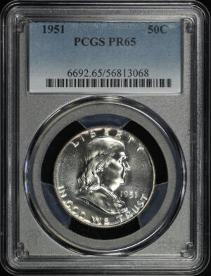 Obverse of this 1951 Franklin Half Dollar PCGS PR-65