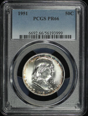 Obverse of this 1951 Franklin Half Dollar PCGS PR-66