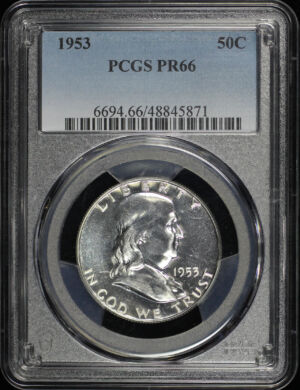 Obverse of this 1953 Franklin Half Dollar PCGS PR-66