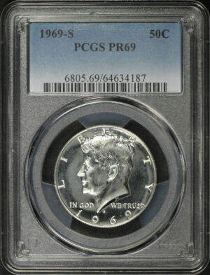 Obverse of this 1969-S Kennedy Half Dollar PCGS PR-69