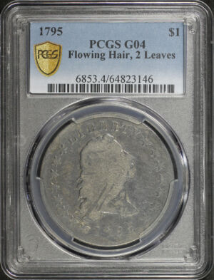 Obverse of this 1795 Flowing Hair Dollar, 2 Leaves PCGS G-04