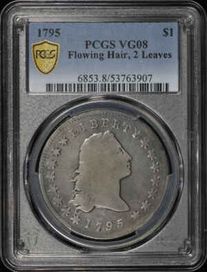 Obverse of this 1795 Flowing Hair Dollar 2 Leaves PCGS VG-08