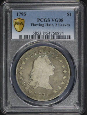 Obverse of this 1795 Flowing Hair Dollar 2 Leaves PCGS VG-08