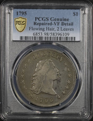 Obverse of this 1795 Flowing Hair 2 Leaves PCGS VF Details Repaired