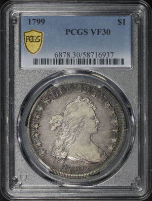 Obverse of this 1799 Draped Bust Dollar PCGS VF-30
