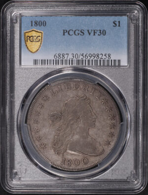 Obverse of this 1800 Draped Bust Dollar PCGS VF-30