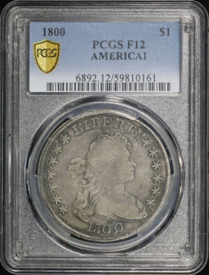 Obverse of this 1800 Draped Bust Dollar Americai PCGS F-12