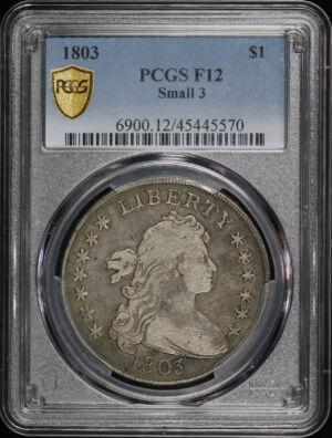 Obverse of this 1803 Draped Bust Dollar Small 3 PCGS F-12