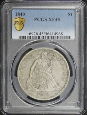 Obverse of this 1840 Liberty Seated Dollar PCGS XF-45