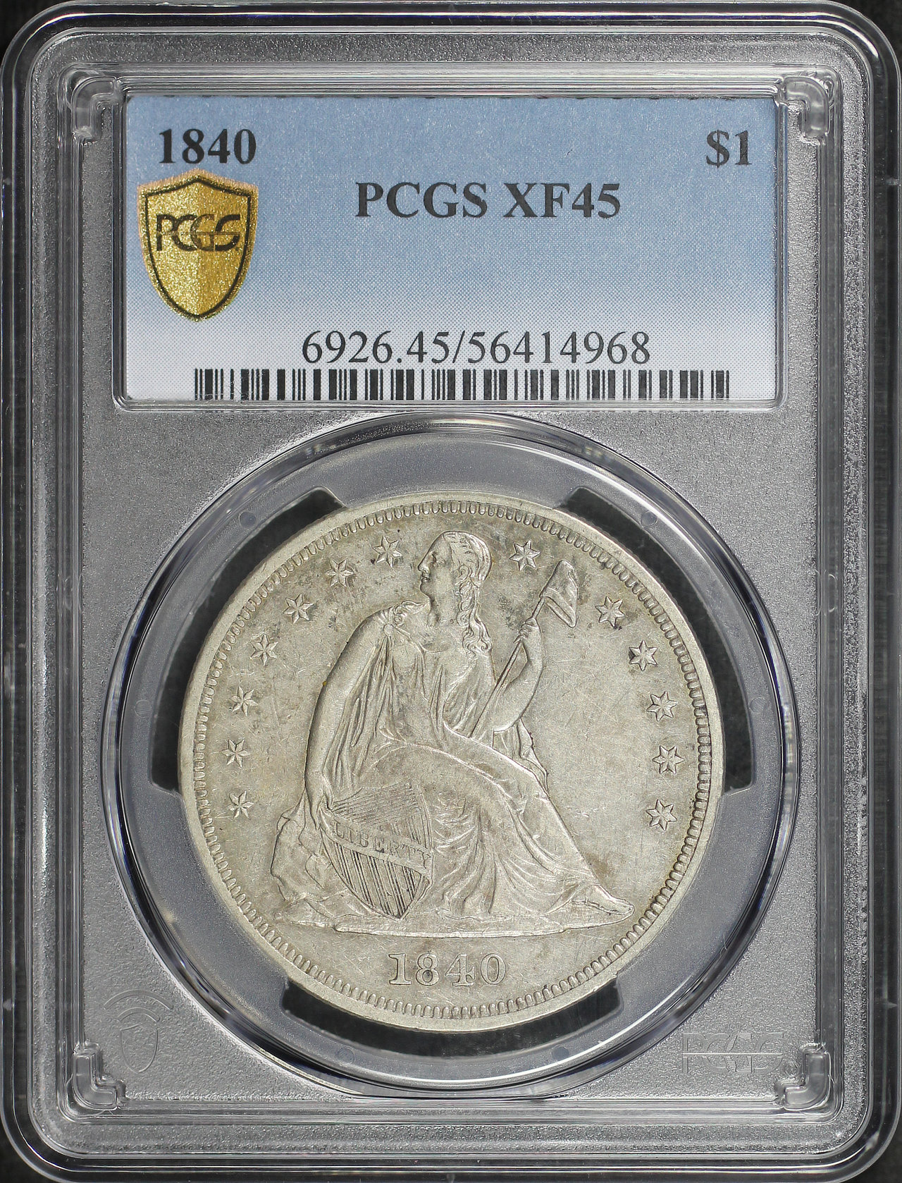 Obverse of this 1840 Liberty Seated Dollar PCGS XF-45